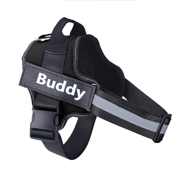 Customizable tag black no-pull dog harness