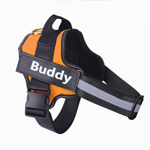 Customizable tag orange no-pull dog harness