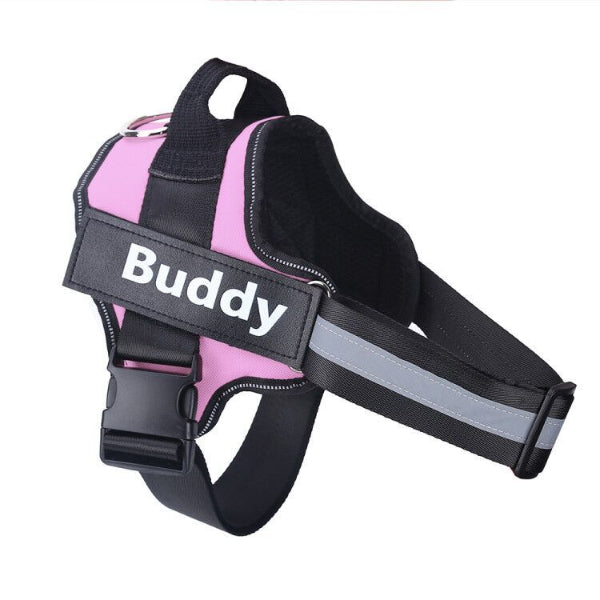 Customizable tag pink no-pull dog harness buddy