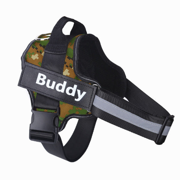 Customizable tag mosaic camouflage no-pull dog harness