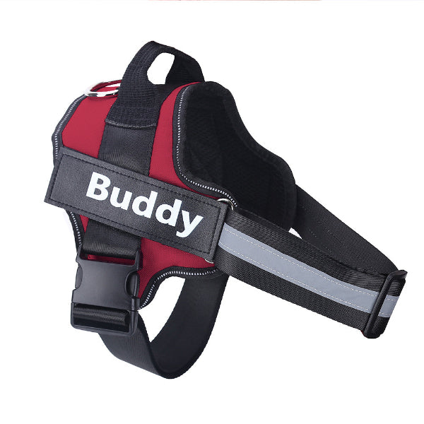 Customizable tag red no-pull dog harness