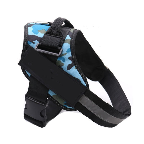 Customizable tag blue camouflage no-pull dog harness