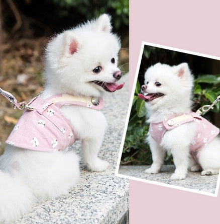 Cute Pink Dress - Dog Harness Leash Set