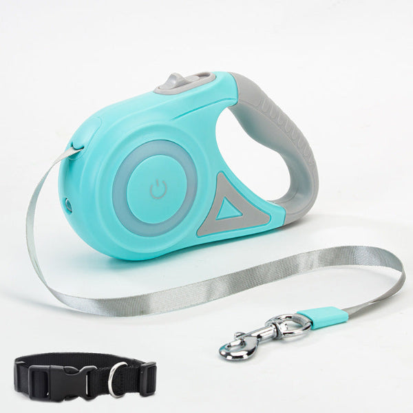 turquiose retractable leash and collar for small dogs or cats