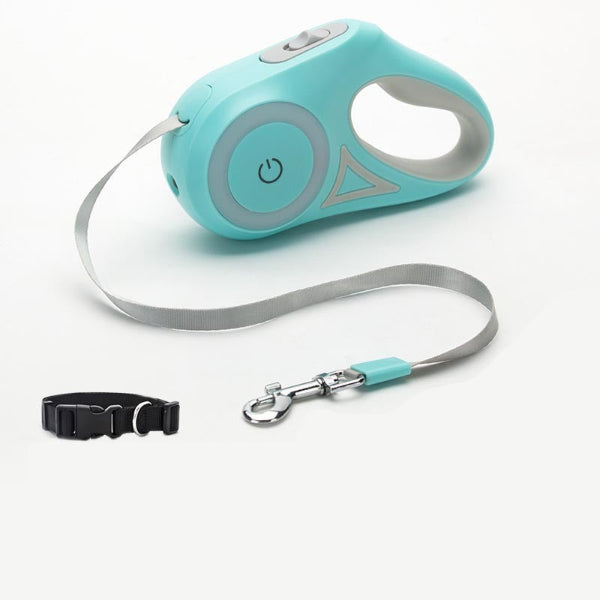 turquiose retractable leash and collar for small dogs or cats