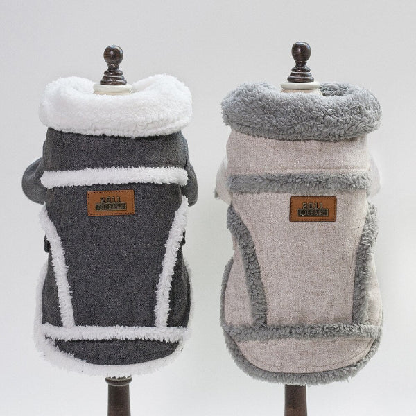 Pet Jacket for Small Breed Dogs - Dark Gray and Light Gray - Back View